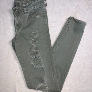 Distressed Army Green Jeggings